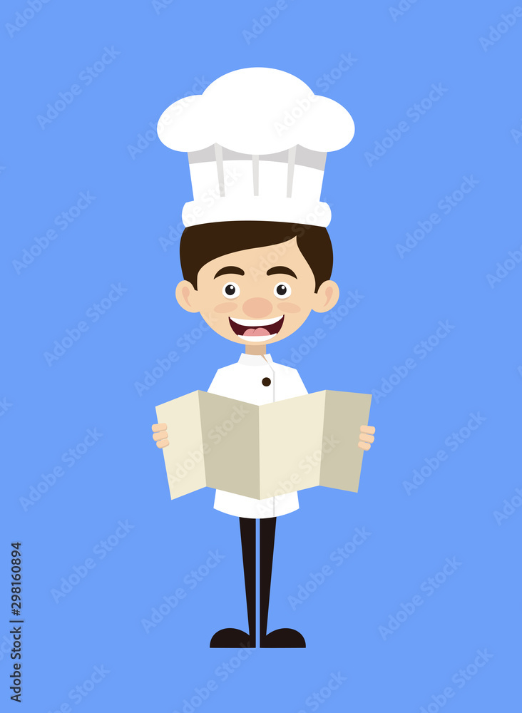 Chef Cartoon - Holding a Folded Paper Banner Chef Cartoon - Holding a Folded Paper Banner