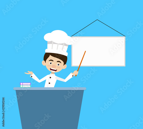 Chef Cartoon - Presenting on White Board