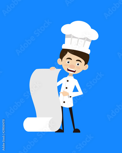 Chef Cartoon - Showing a Paper Scroll
