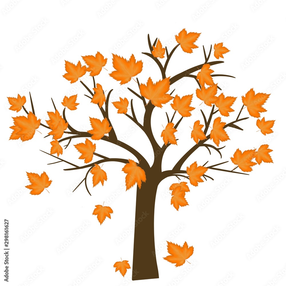 This is illustration of tree on white background. Could be used for flyers, banners, postcards,holidays decorations.