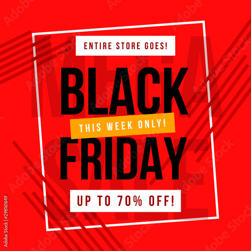 Flat black friday on red background.Vector