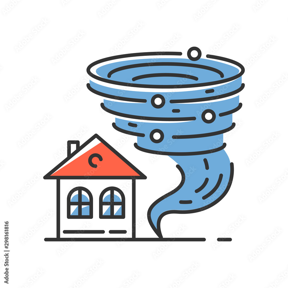 Weather Clipart-tornado swirling menacingly above a house