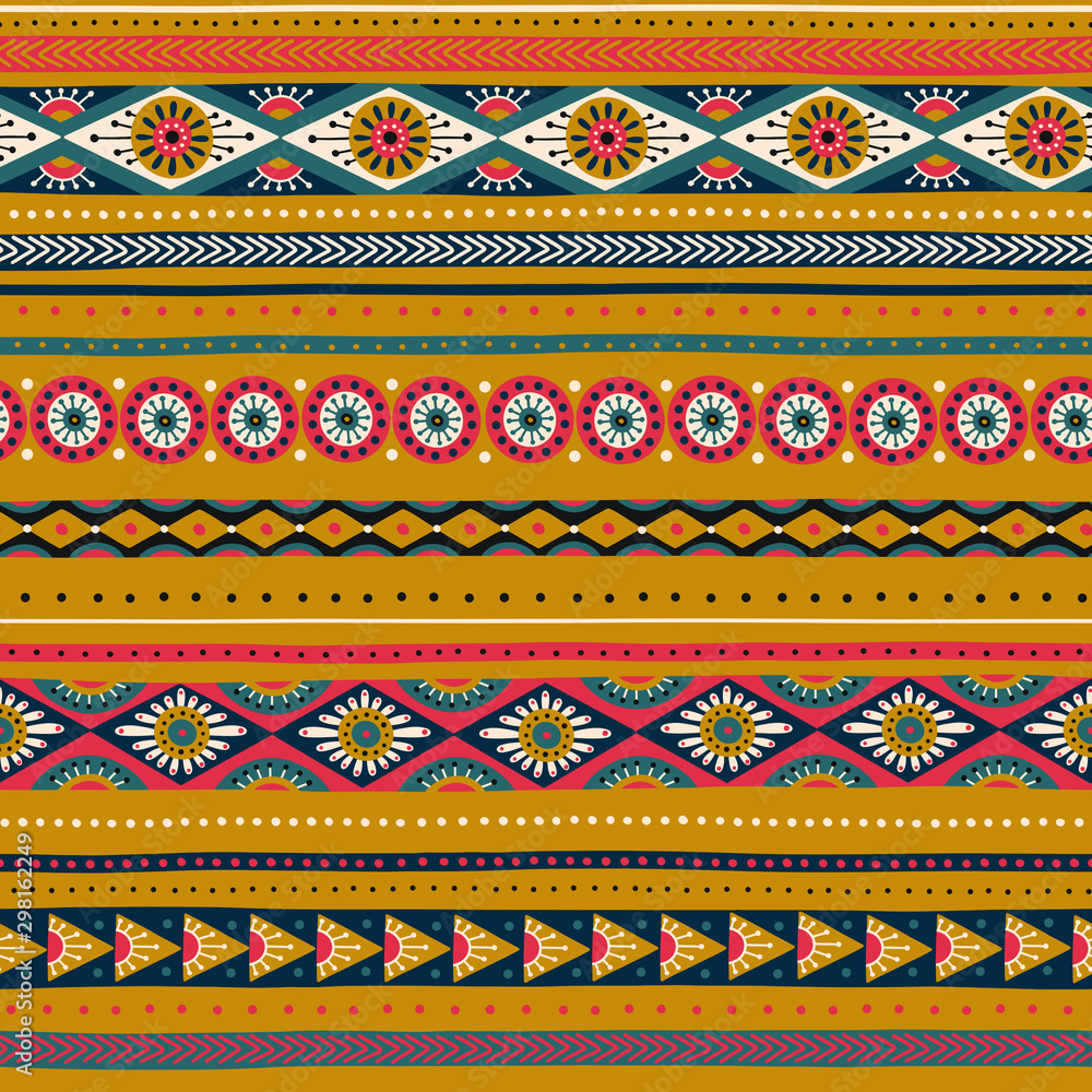 Seamless pattern with ethnic ornamental colourful stripes Seamless pattern with ethnic ornamental colourful stripes