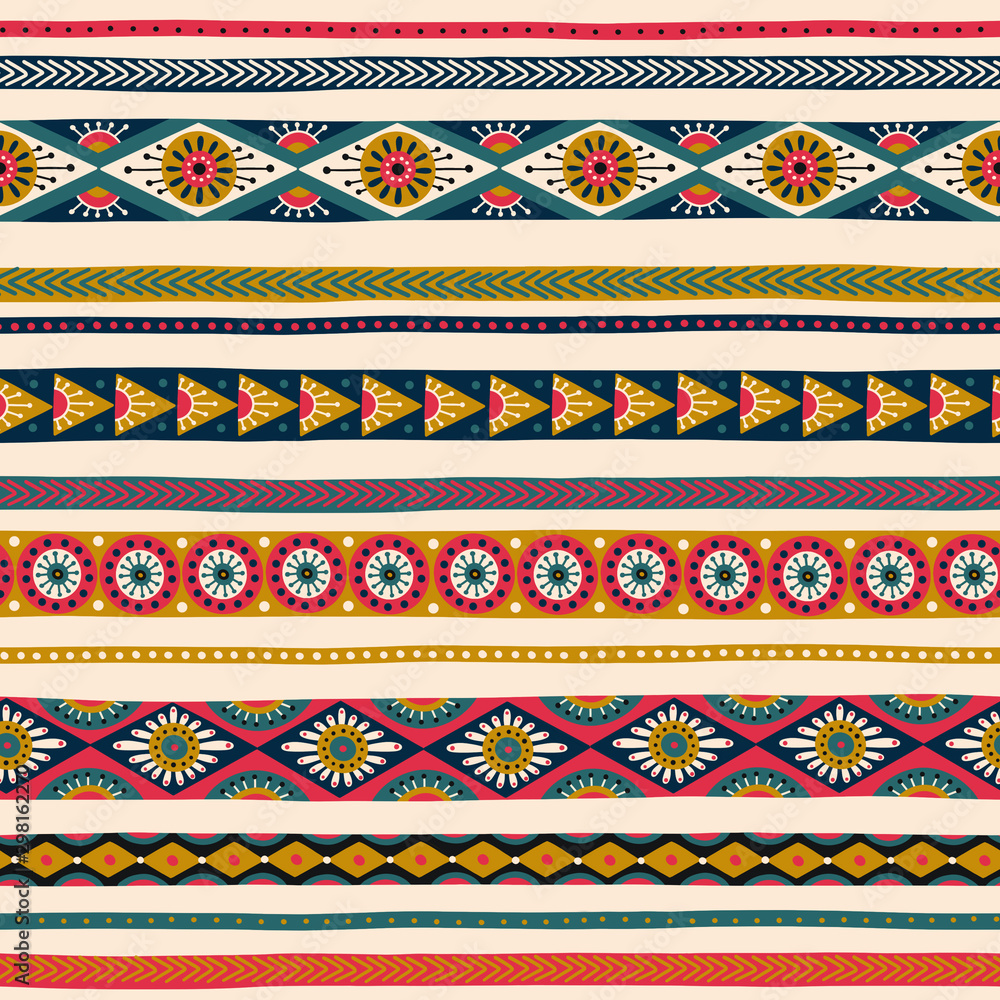 Seamless pattern with ethnic ornamental colourful stripes Seamless pattern with ethnic ornamental colourful stripes