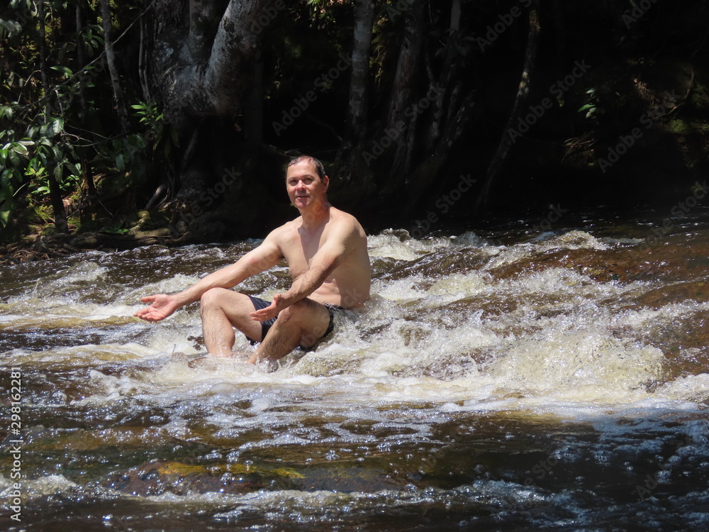Fototapeta premium Mature man in water
