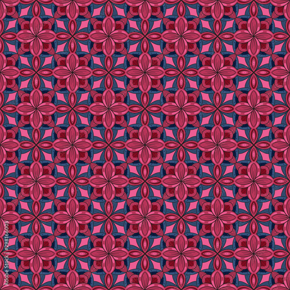 Tiled geometric floral seamless pattern