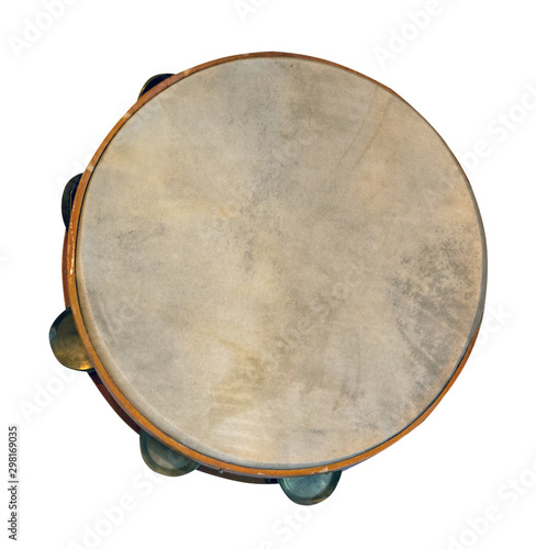 Fotografie, Obraz classical percussion musical instrument tambourine isolated on white background