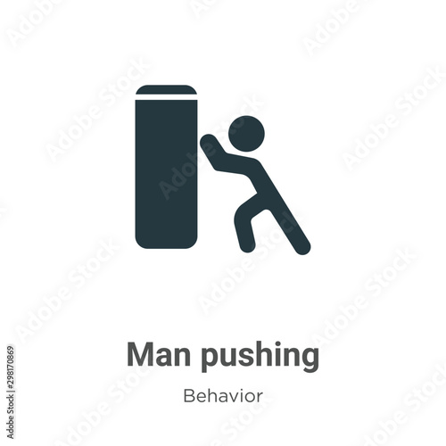 Man pushing vector icon on white background. Flat vector man pushing icon symbol sign from modern behavior collection for mobile concept and web apps design.