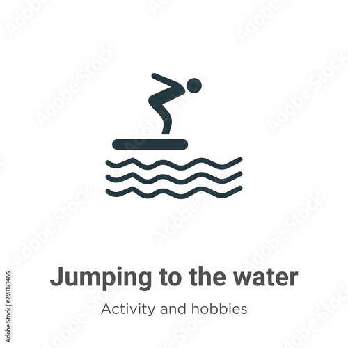 Jumping to the water vector icon on white background. Flat vector jumping to the water icon symbol sign from modern activity and hobbies collection for mobile concept and web apps design.