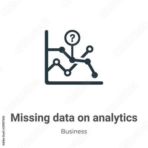 Missing data on analytics line graphic vector icon on white background. Flat vector missing data on analytics line graphic icon symbol sign from modern business collection for mobile concept and web