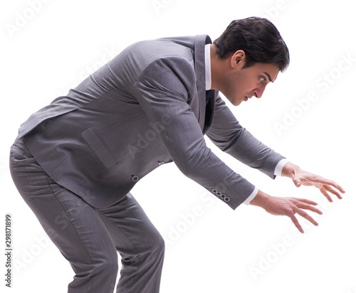 The businessman isolated on the white background