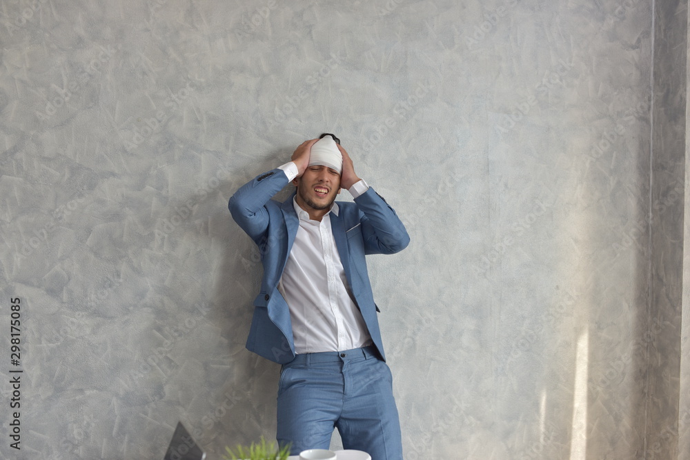 A dedicated company staff works hard even when they get sick and fall ill. Business concept A dedicated company staff works hard even when they get sick and fall ill. Business concept