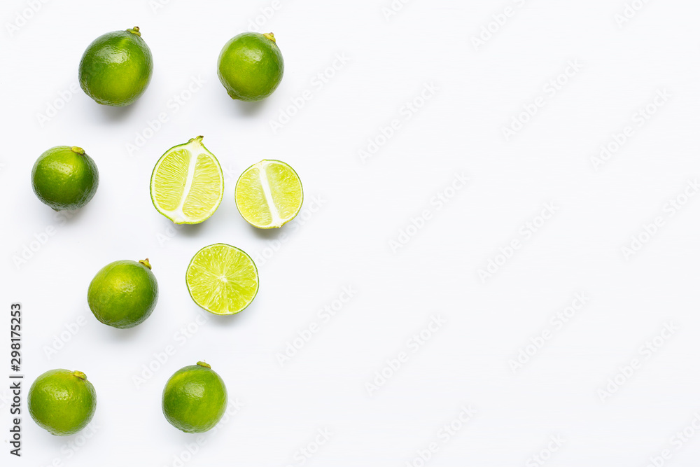 Limes isolated on white background. Limes isolated on white background.