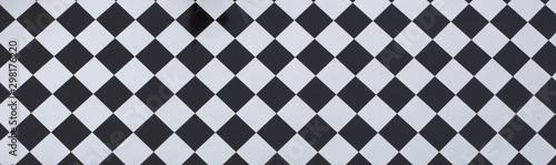 Black And White Checkered Floor Tiles, abstract background, texture
