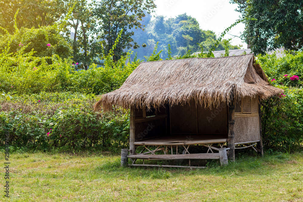 Bamboo hut, thatched roof in rural areas. Bamboo hut, thatched roof in rural areas.