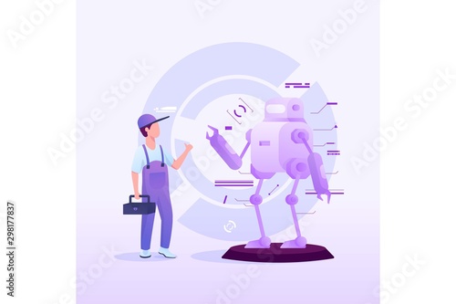 repairman with robotic illustration