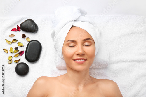 Beautiful woman relaxing in...