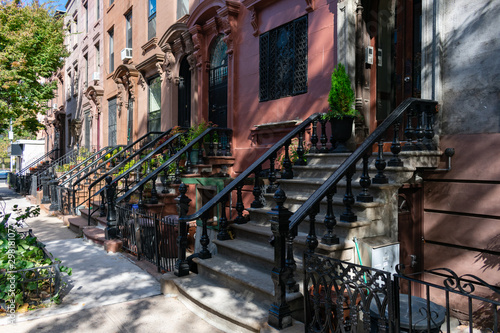 A Row of Old Brownstone Homes in Fort Greene Brooklyn New York © James
