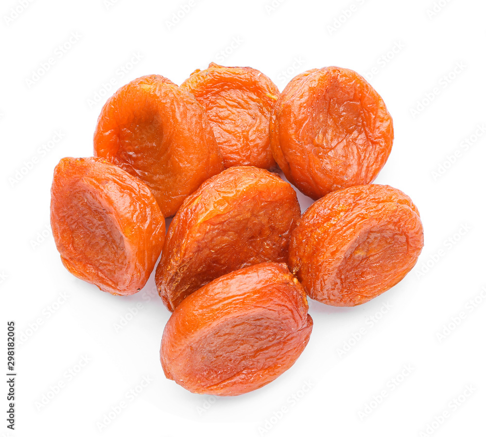 Tasty dried apricots on white background Tasty dried apricots on white background