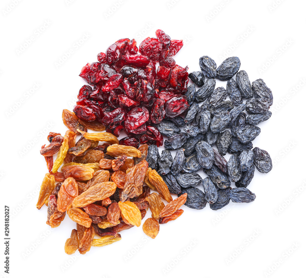 Different dried fruits on white background Different dried fruits on white background