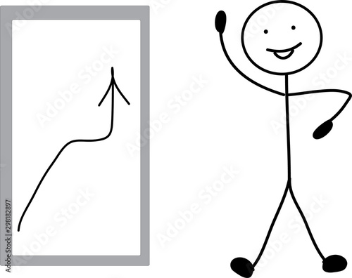 Stick man figure is a conceptual illustration of a business, arrow points up and forward after growth chart . The concept of the path to success.