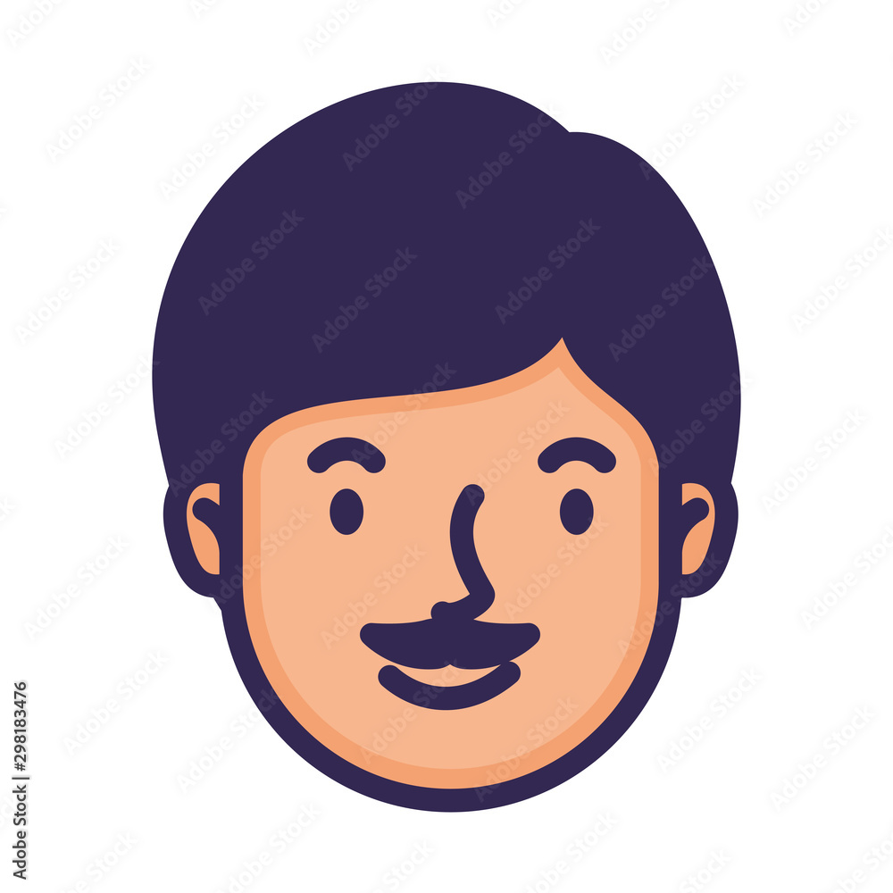 head man face with mustache avatar character head man face with mustache avatar character