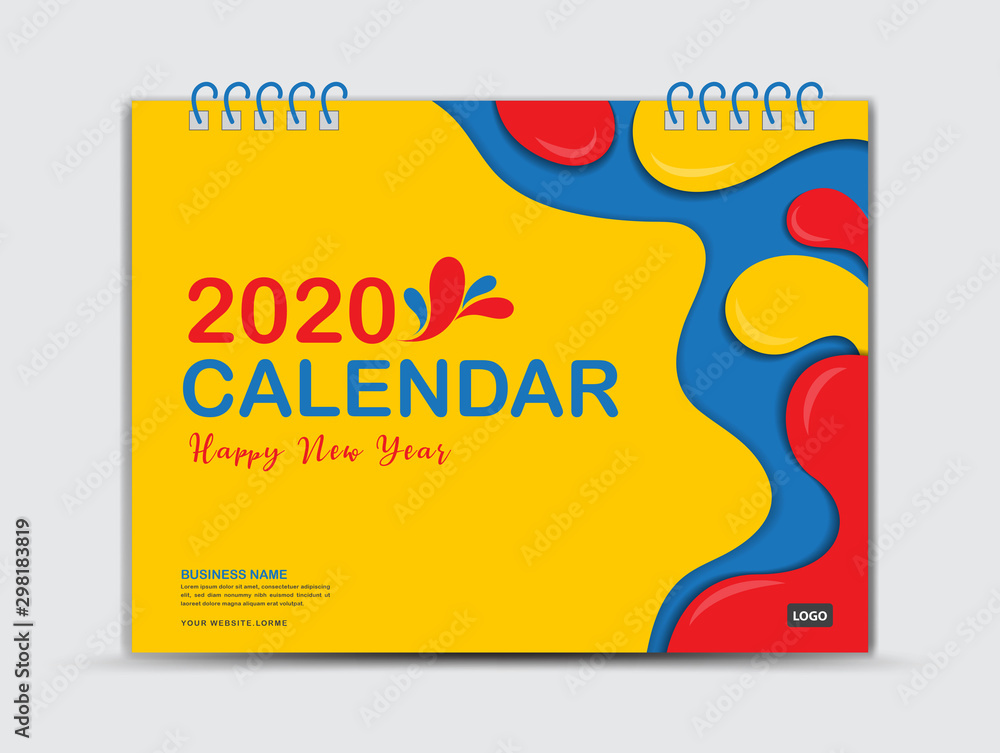 Cover Desk Calendar 2020 template, Fluid colorful background,  advertisement, Trendy minimal, creative design Stock Vector | Adobe Stock