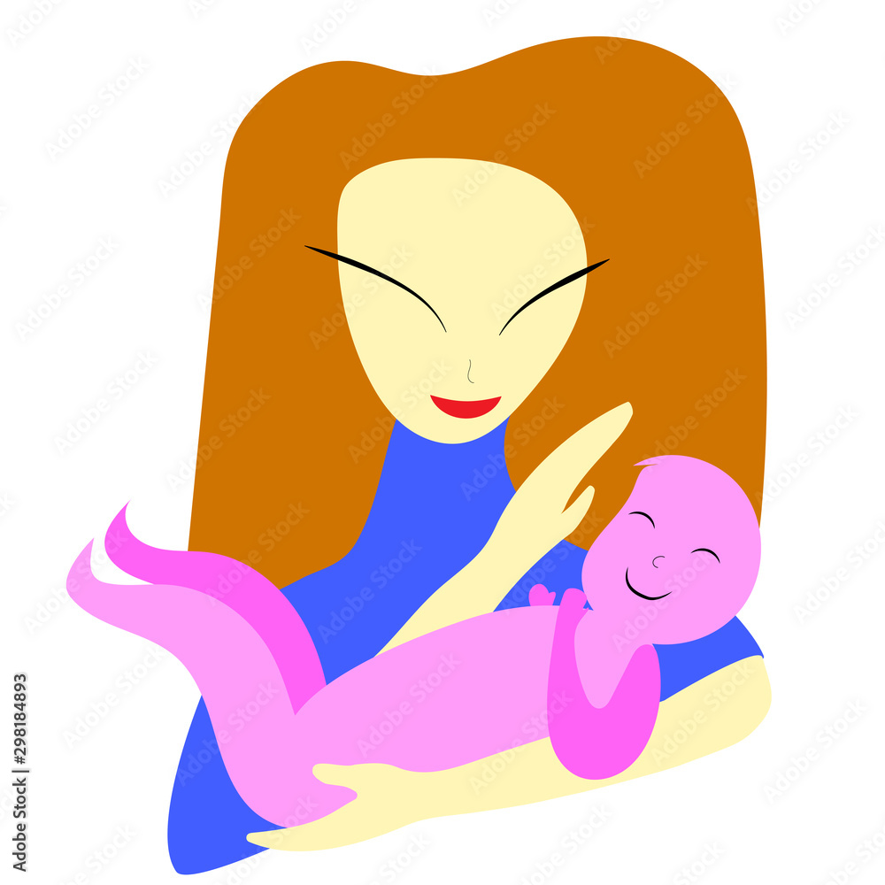 Vector illustration with woman and child. Vector illustration with woman and child.