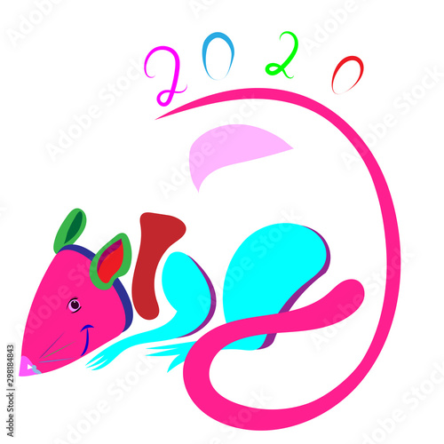 Vector image of rat multicolor in pop style.