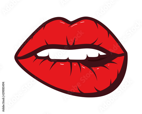 sexy woman mouth pop art style