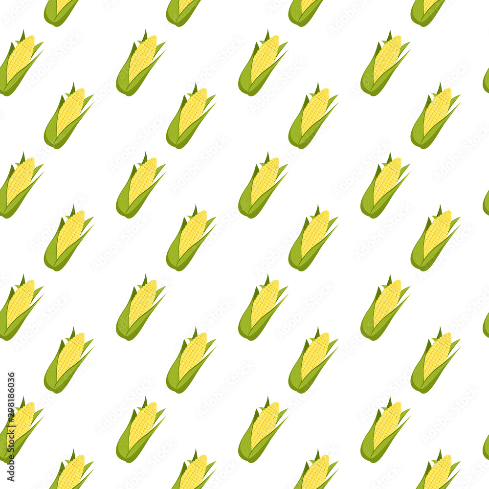 Seamless pattern, ear of corn on white background Seamless pattern, ear of corn on white background