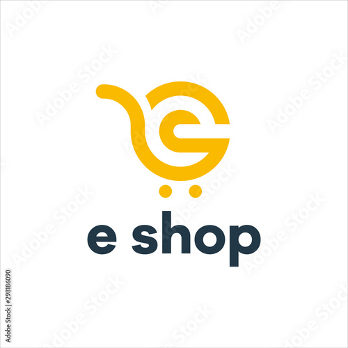 Letter e Online Shop Logo vector