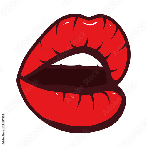 sexy woman mouth pop art style