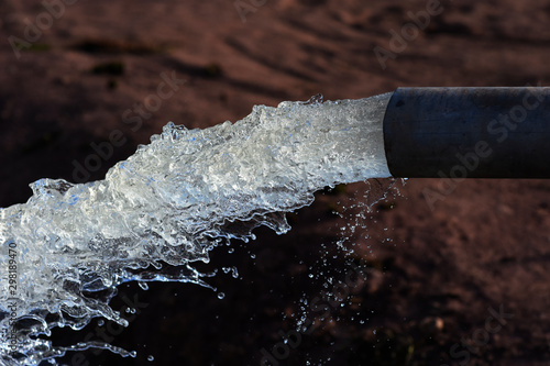 water flow out from pipe by pump supply for dry season	