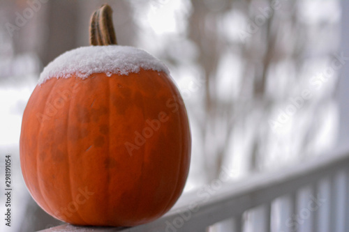 A snowy pumpkin early snow