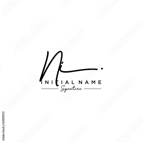 Letter NI Signature Logo Template Vector