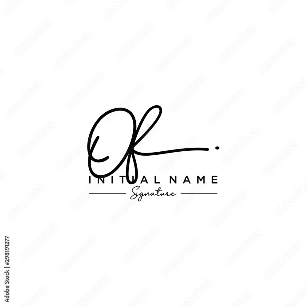 Letter OF Signature Logo Template Vector