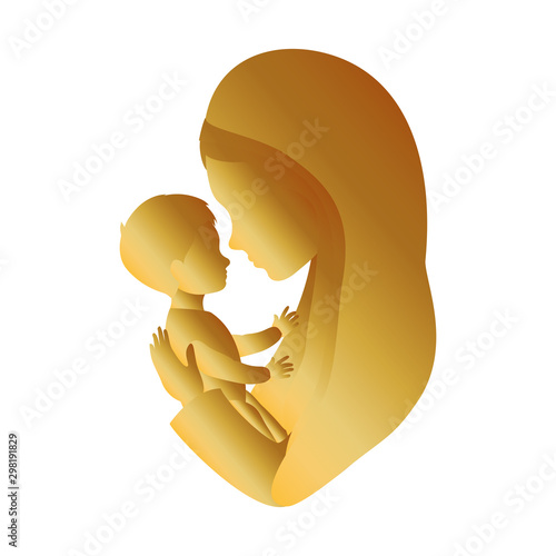 golden mary virgin lifting jesus baby manger