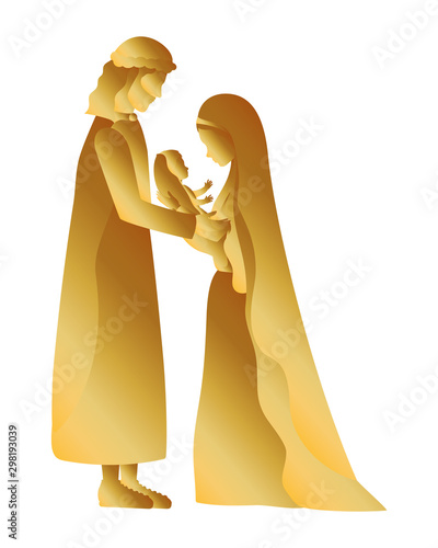 golden holy family manger characters