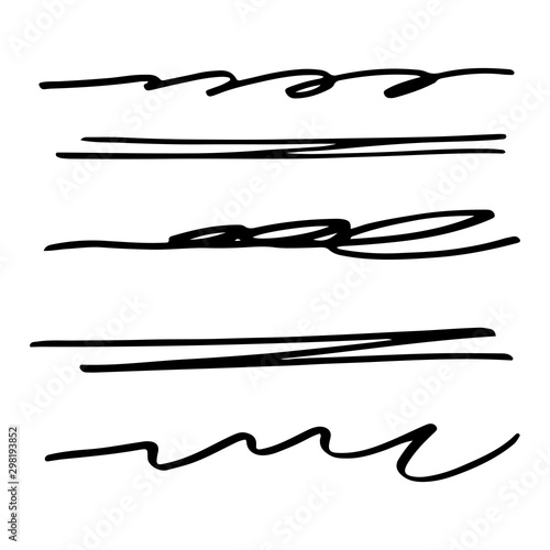 Set of black ink brush stroke line. Set of line vector illustration.