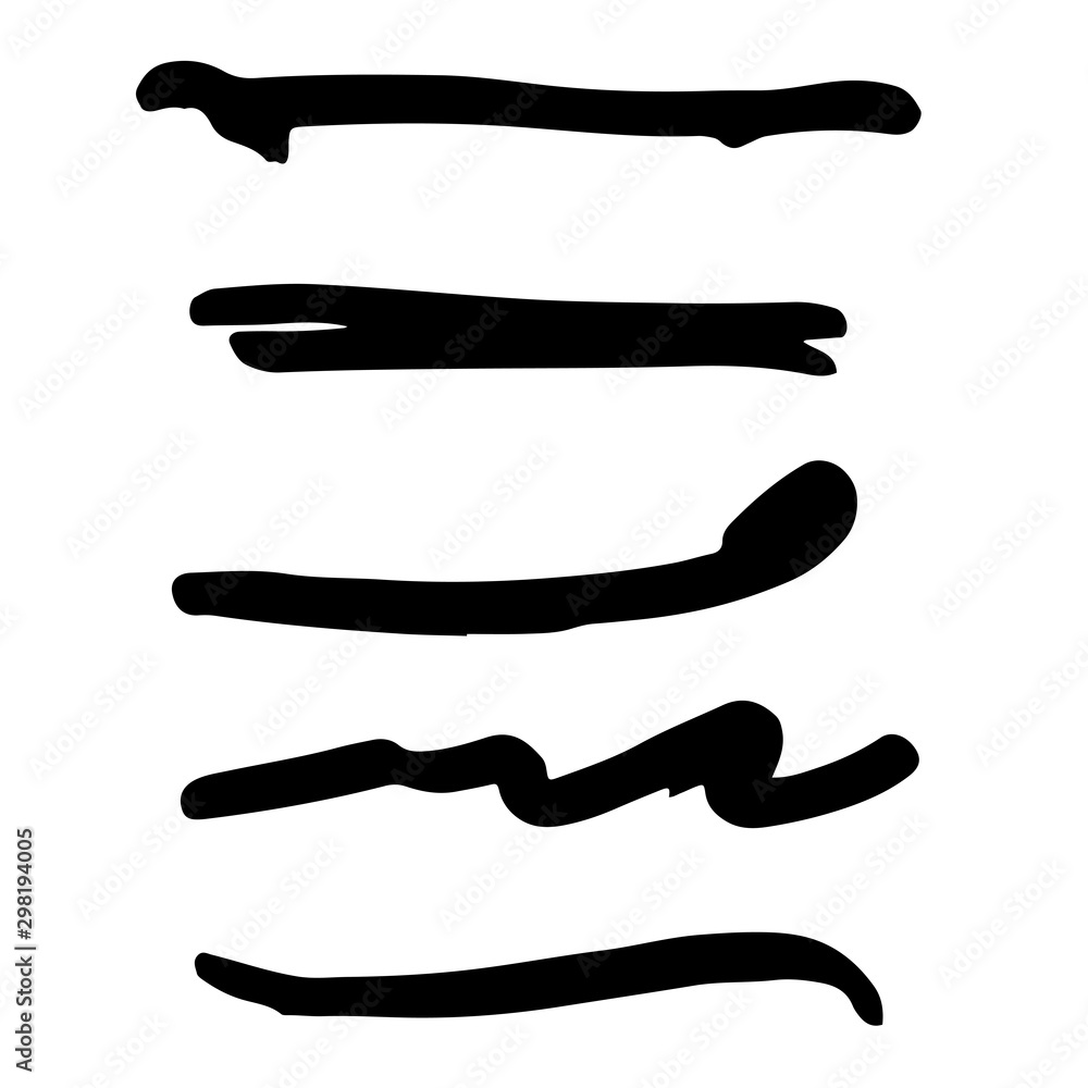 Set of black ink brush stroke line. Set of line vector illustration. Set of black ink brush stroke line. Set of line vector illustration.