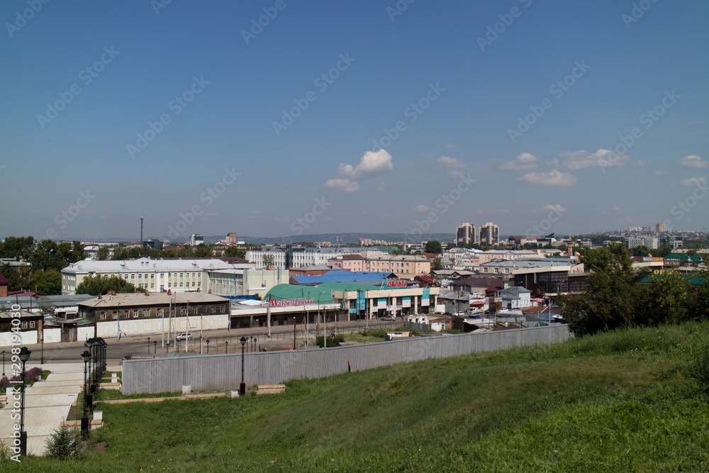 Irkutsk is an old city in Russia with a picturesque valley of the Angara River