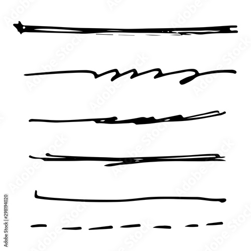Set of black ink brush stroke line. Set of line vector illustration.
