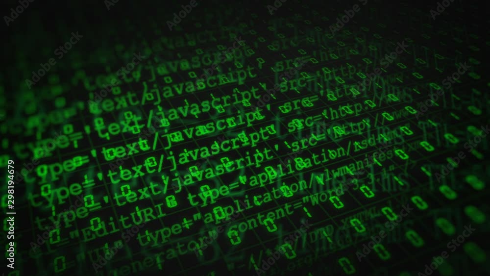 Animation of Abstract Green Binary & Html Code on Black Background. Seamless Loops Animation of Abstract Green Binary & Html Code on Black Background. Seamless Loops