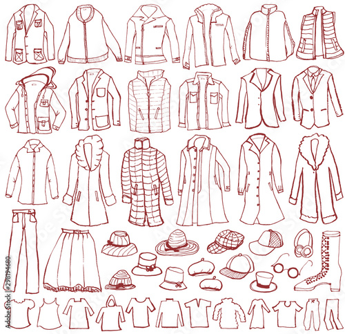 洋服　アウター ファッション　手書きイラスト