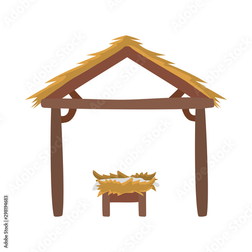 manger wooden stable with cradle