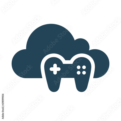 Cloud gaming. Cloud Computing Icon. Simple glyph style. Perfect symmetrical. 