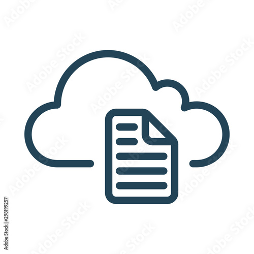 Cloud document icon. Cloud Computing Icon. Simple glyph style. Perfect symmetrical.