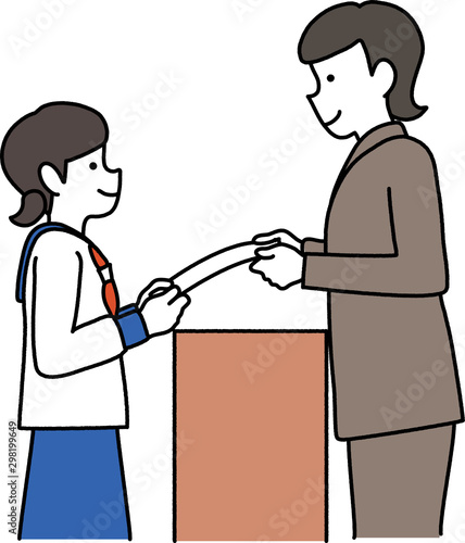 girl who received paper from the teacher