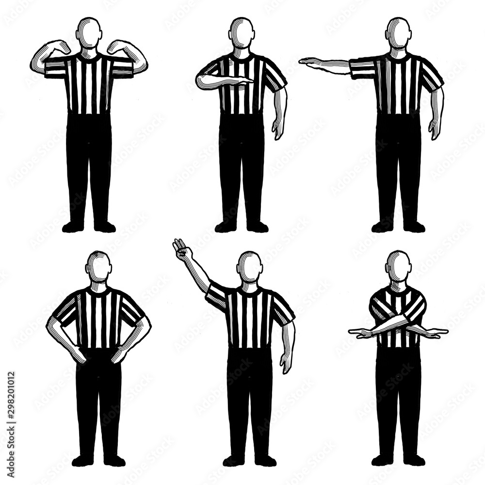 Basketball Umpire or Referee Hand Signals Drawing Set Collection  Stock-Illustration | Adobe Stock